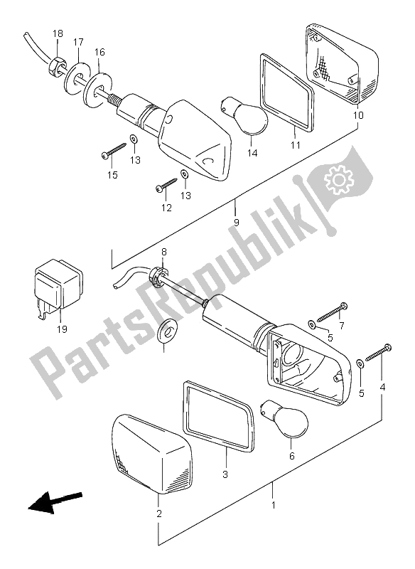 All parts for the Turn Signal Lamp of the Suzuki GSF 600N Bandit 1996