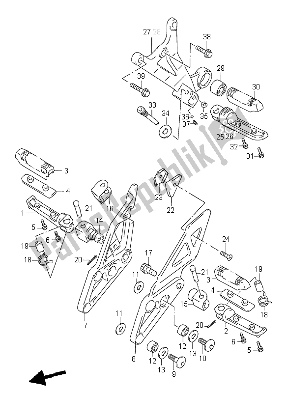 Todas las partes para Reposapiés de Suzuki GSX R 1100W 1998