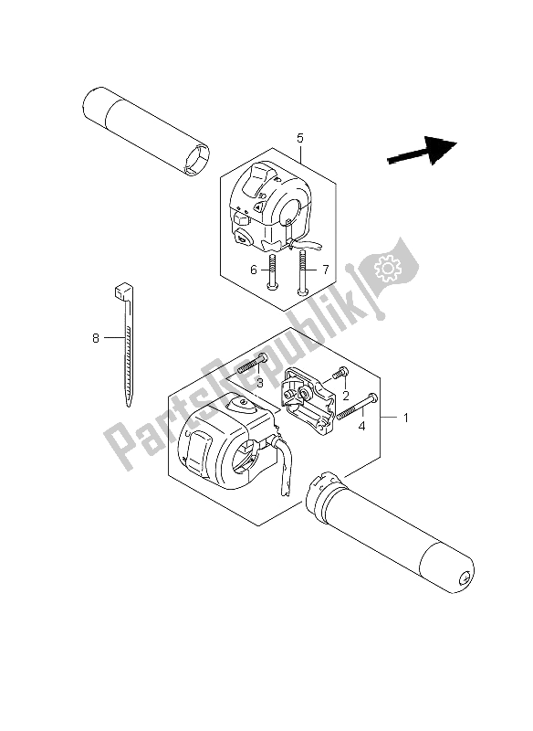 All parts for the Handle Switch of the Suzuki VZ 800Z Intruder 2008