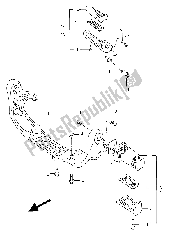 Tutte le parti per il Poggiapiedi del Suzuki VS 800 Intruder 2003