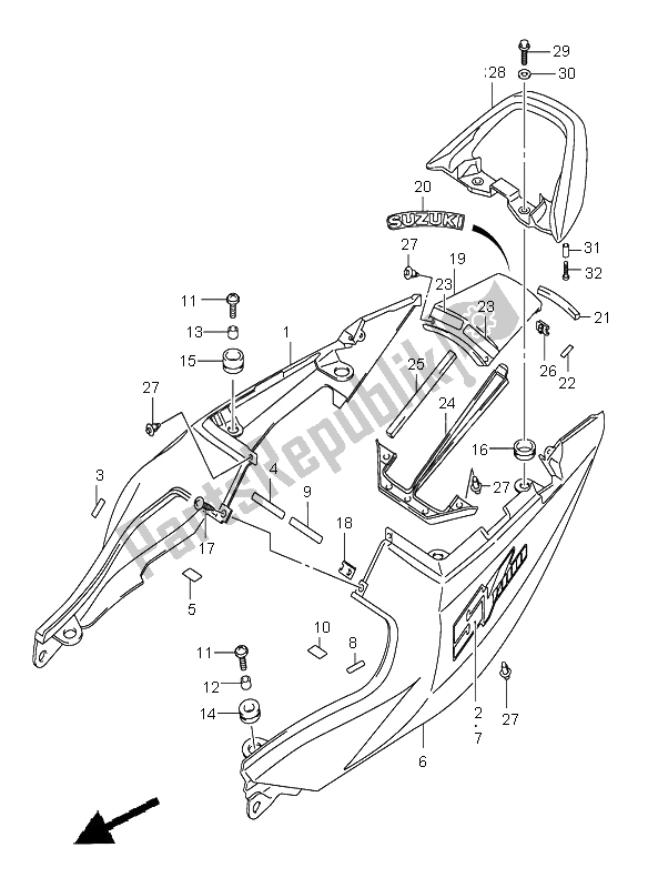 Todas las partes para Cubierta Trasera Del Asiento (sv1000-u1-u2) de Suzuki SV 1000 NS 2005