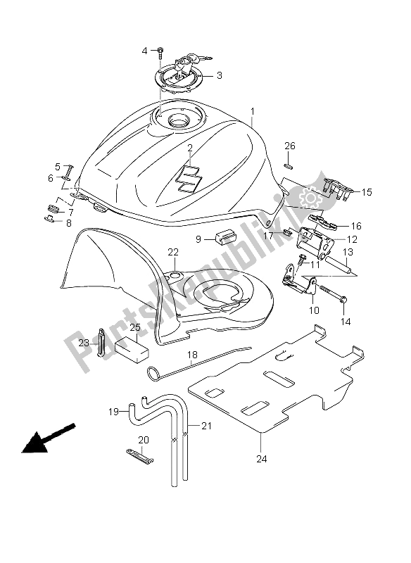 All parts for the Fuel Tank of the Suzuki SV 650 Nsnasa 2008