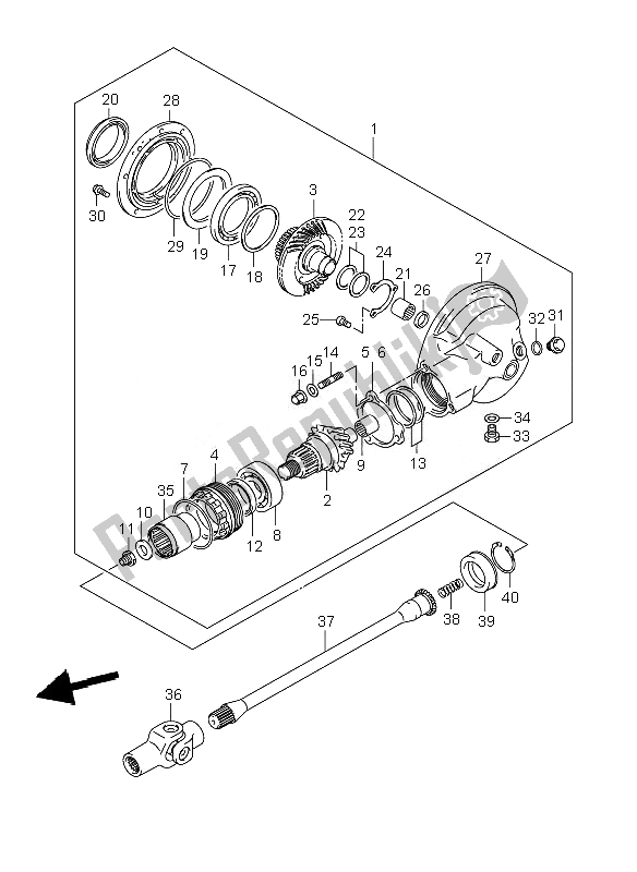 All parts for the Propeller Shaft & Final Drive Gear (vl800c-cue) of the Suzuki C 800 VL Intruder 2010