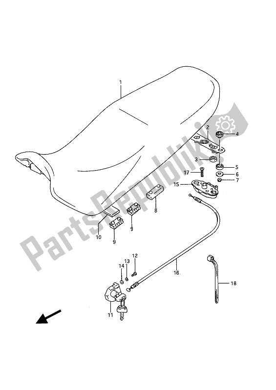 Todas as partes de Assento do Suzuki GSX 1100F 1992