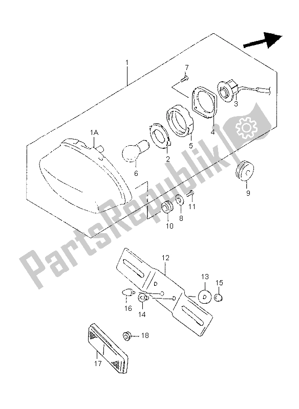 Wszystkie części do Tylna Lampa Zespolona Suzuki GZ 125 Marauder 1998