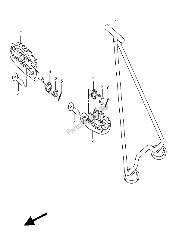 All parts for the Stand & Footrest of the Suzuki RM 250 2003