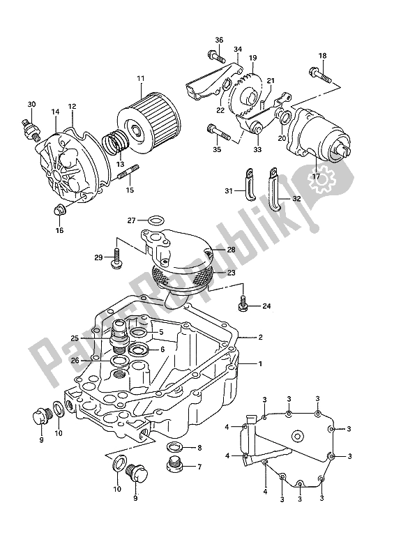 Tutte le parti per il Coppa Dell'olio E Pompa Dell'olio del Suzuki GSF 400 Bandit 1993