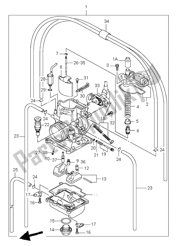 All parts for the Carburetor of the Suzuki RM 250 2002