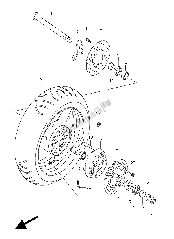 Tutte le parti per il Ruota Posteriore del Suzuki GSX R 600 1999