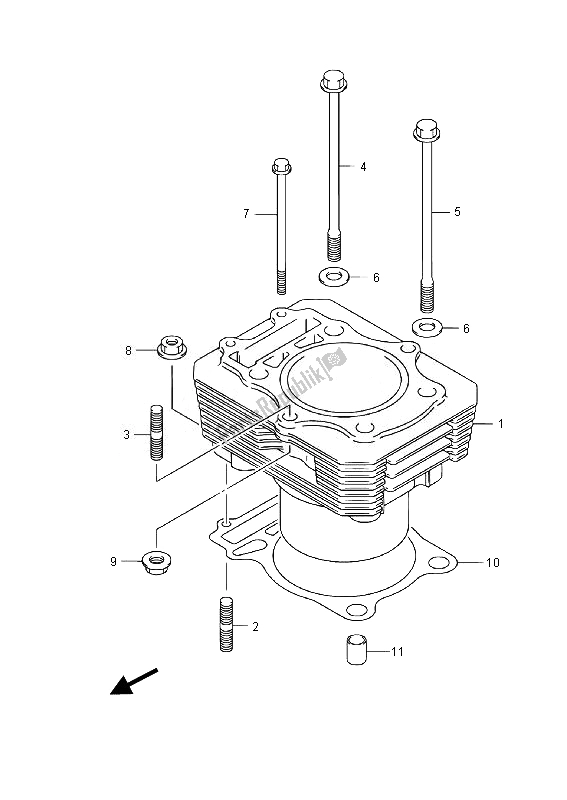 All parts for the Cylinder of the Suzuki LT A 400 FZ Kingquad ASI 4X4 2014