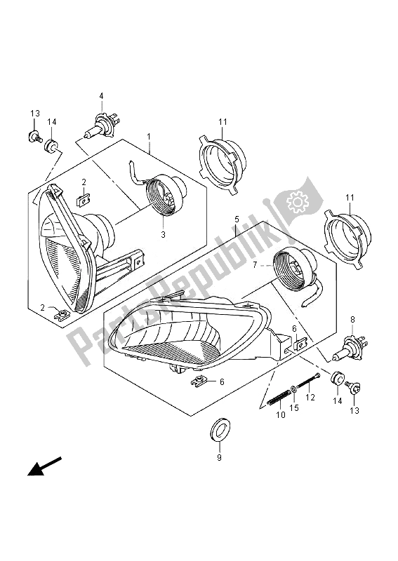 All parts for the Headlamp (lt-a400fz) of the Suzuki LT A 400 FZ Kingquad ASI 4X4 2014