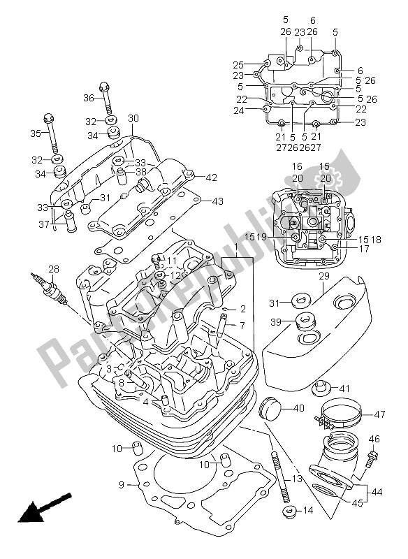 Toutes les pièces pour le Culasse (avant) du Suzuki VL 1500 Intruder LC 2008