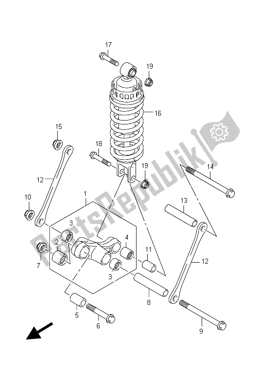 All parts for the Rear Cushion Lever (gsx650fa E21) of the Suzuki GSX 650 FA 2012