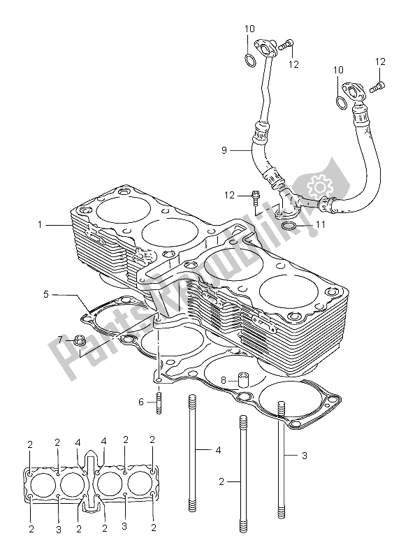 All parts for the Cylinder of the Suzuki GSF 1200 Nssa Bandit 1998