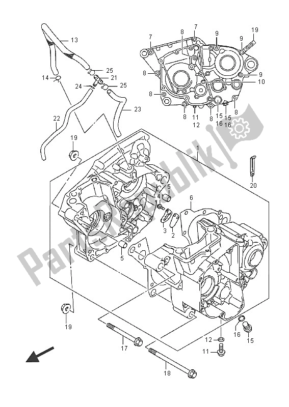 All parts for the Crankcase of the Suzuki RM Z 250 2016