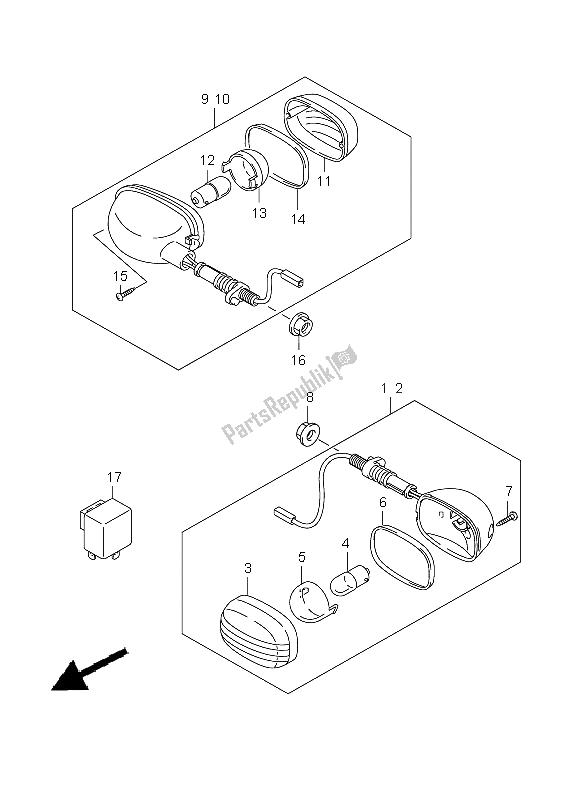 Alle onderdelen voor de Richtingaanwijzer Lamp van de Suzuki DR 125 SM 2009