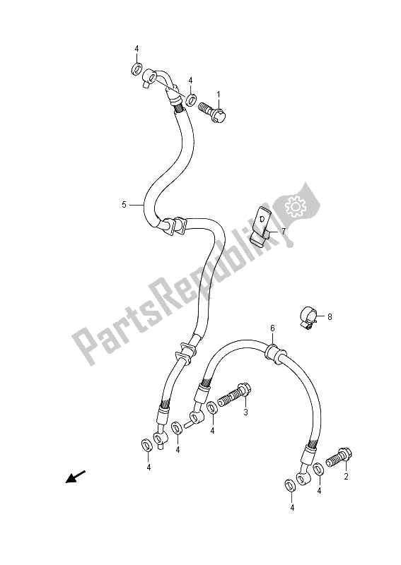 All parts for the Front Brake Hose (gsr750) of the Suzuki GSR 750A 2014