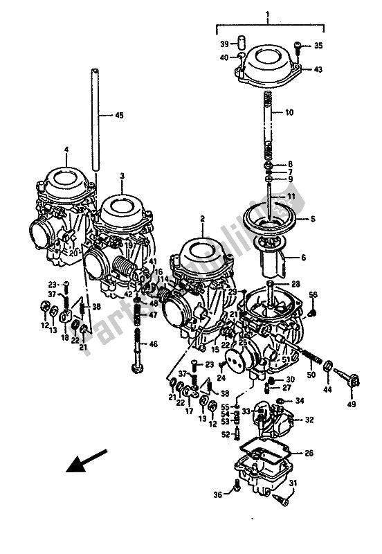 All parts for the Carburetor of the Suzuki GSX R 1100 1990