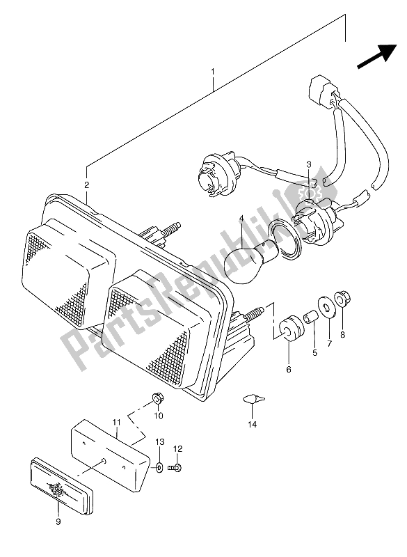 Todas as partes de Lâmpada De Combinação Traseira do Suzuki RGV 250 1994