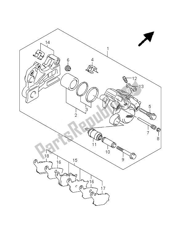 All parts for the Rear Caliper (sv650sa-sua) of the Suzuki SV 650 SA 2010