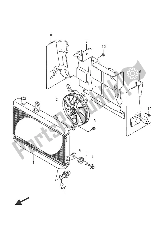 All parts for the Radiator of the Suzuki Burgman AN 400 ZZA 2016