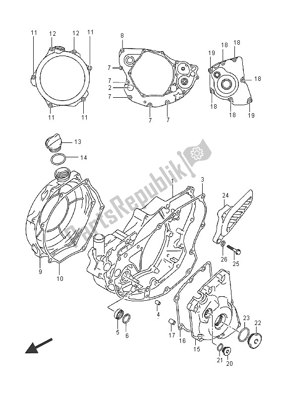 All parts for the Crankcase Cover of the Suzuki RM Z 250 2016
