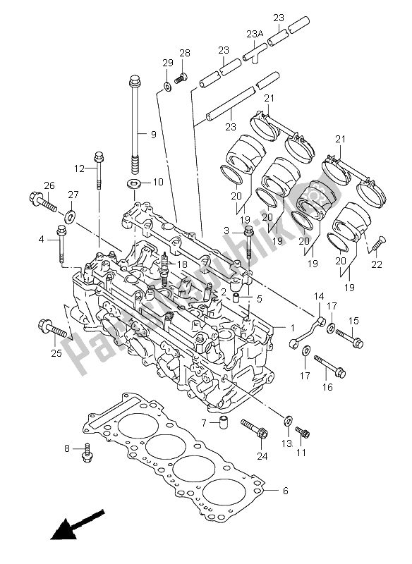 Alle onderdelen voor de Cilinderkop van de Suzuki GSX R 600 2000