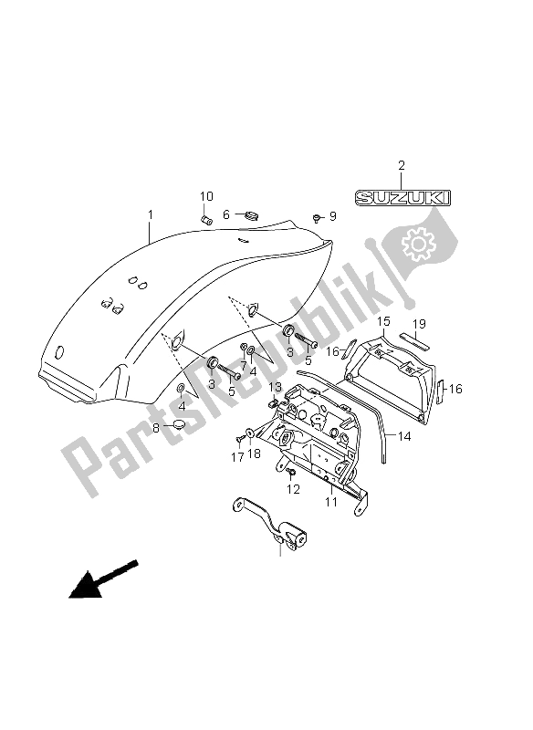 Tutte le parti per il Parafango Posteriore (vz800) del Suzuki VZ 800Z Intruder 2008