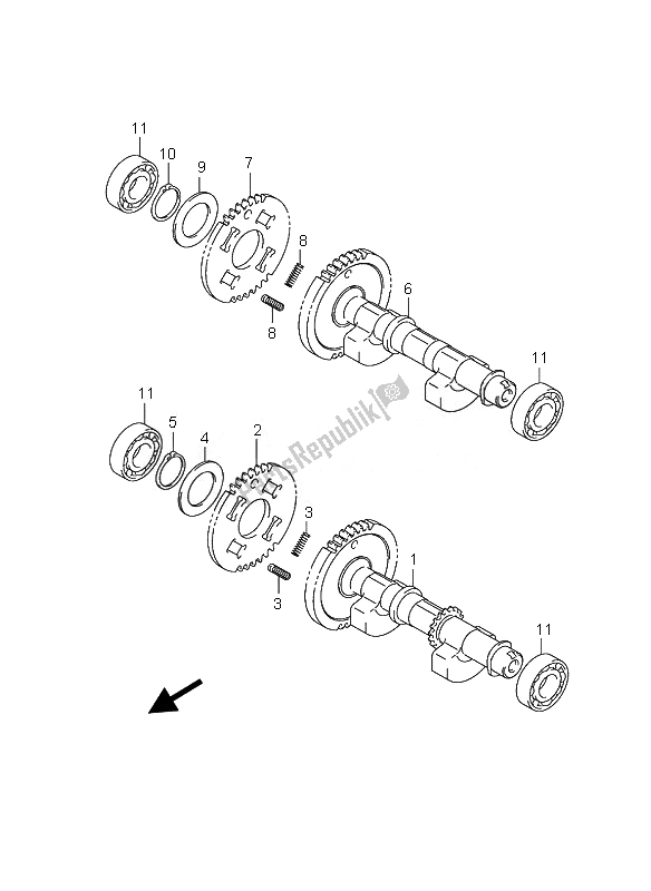 All parts for the Crank Balancer of the Suzuki AN 650A Burgman Executive 2007