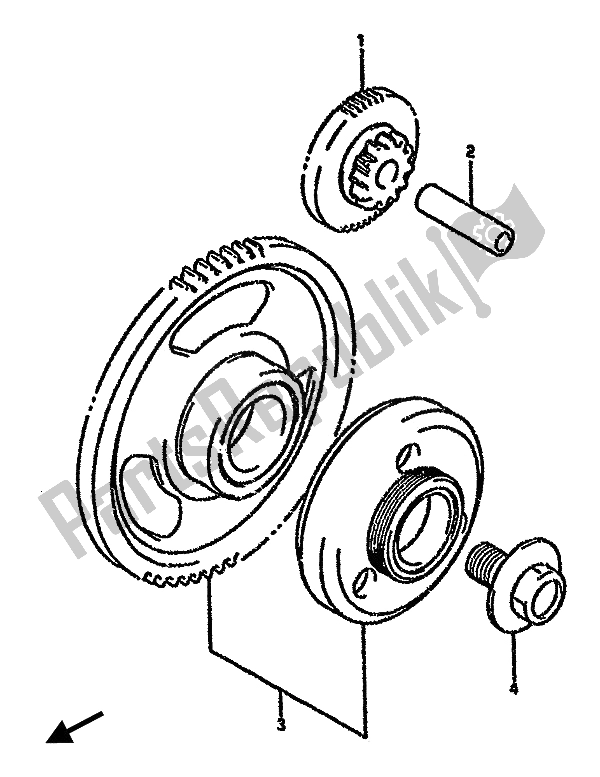 All parts for the Starter Clutch of the Suzuki GSX 750F 1991