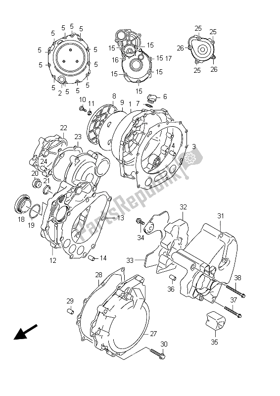 Tutte le parti per il Coperchio Del Carter del Suzuki GSX 1300R Hayabusa 2012