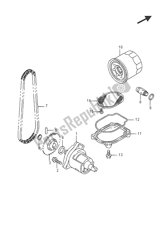 All parts for the Oil Pump of the Suzuki VZ 800 Intruder 2016