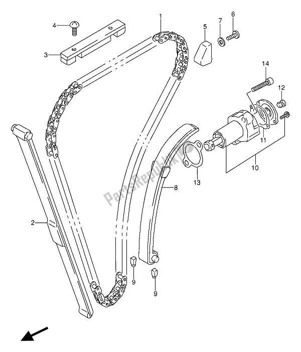 Alle onderdelen voor de Cam Ketting van de Suzuki GS 500 EU 1990