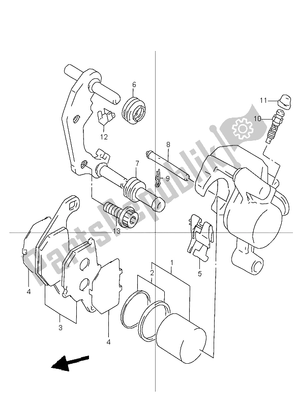 All parts for the Front Caliper of the Suzuki TR 50S Street Magic 1998