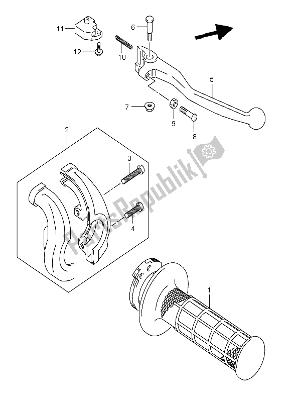 Toutes les pièces pour le Levier De Poignée Droit (e24) du Suzuki DR Z 400E 2007