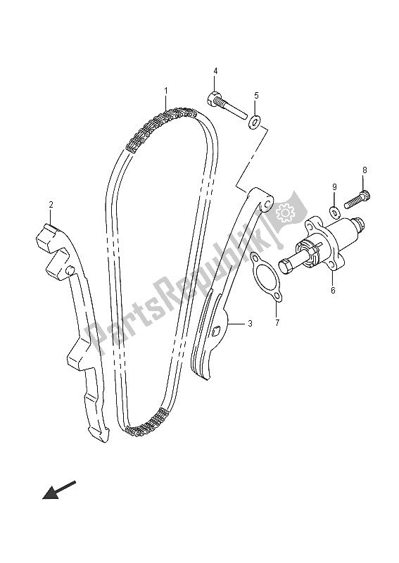 All parts for the Cam Chain of the Suzuki LT A 500 XP Kingquad AXI 4X4 2016