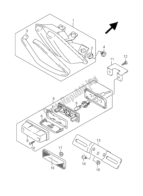 Tutte le parti per il Luce Di Combinazione Posteriore del Suzuki SV 650 SA 2010