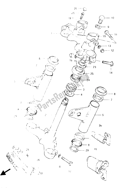 All parts for the Steering Stem of the Suzuki GSX 400S 1986