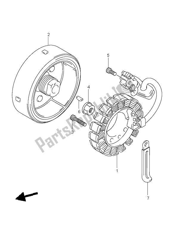 All parts for the Magneto of the Suzuki VL 250 Intruder 2004