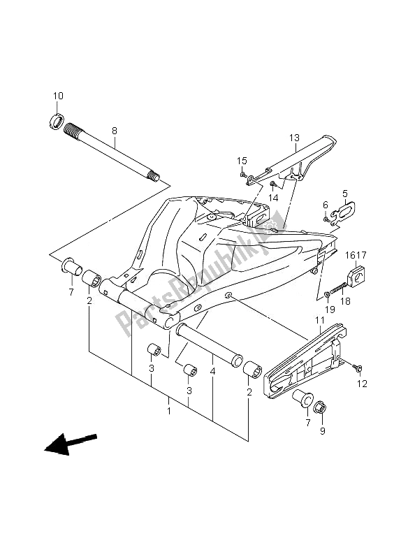 Todas las partes para Brazo Oscilante Trasero de Suzuki GSR 600A 2007