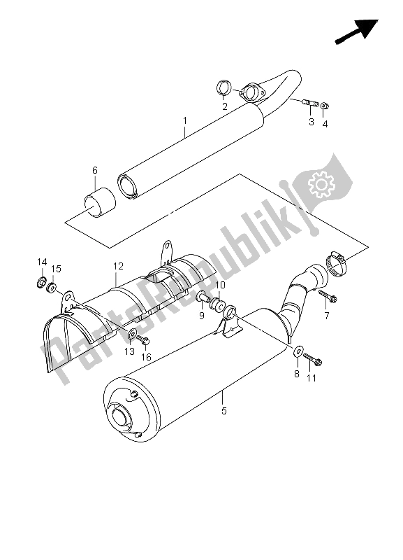 All parts for the Muffler of the Suzuki LT A 450 XZ Kingquad 4X4 2009