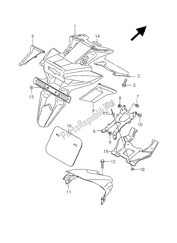 All parts for the Rear Fender Lower of the Suzuki GSX R 600 2010