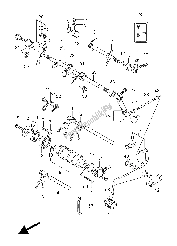 All parts for the Gear Shifting of the Suzuki LT F 250 Ozark 2008