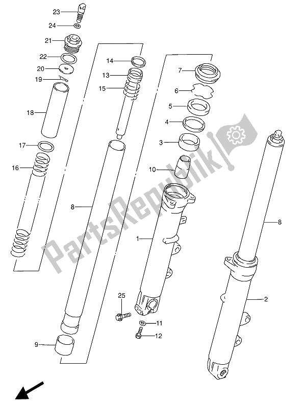 Tutte le parti per il Ammortizzatore Anteriore del Suzuki RF 600 RU 1994