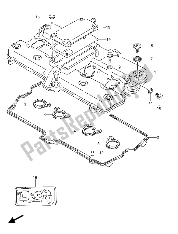 Todas las partes para Cubierta De Tapa De Cilindro de Suzuki GSX 600 FUU2 1992