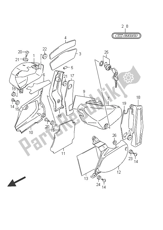 Toutes les pièces pour le Couvercle Du Cadre (vl800c E19) du Suzuki C 800 VL Intruder 2011