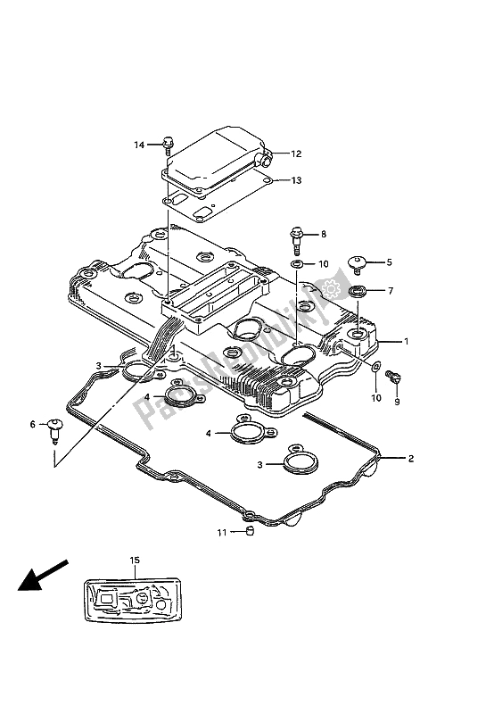 Todas as partes de Tampa Da Cabeça Do Cilindro do Suzuki GSX 1100G 1994