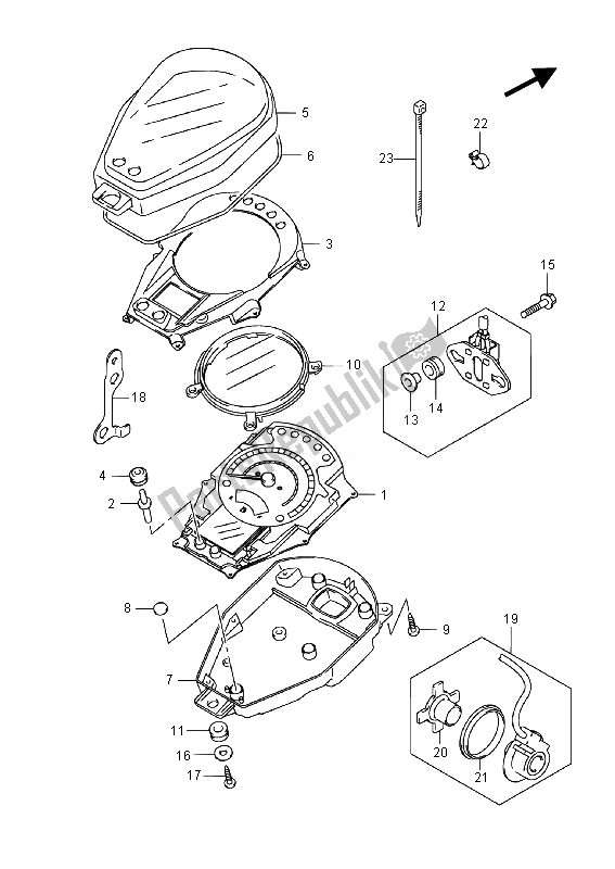 All parts for the Speedometer (vl800ue E19) of the Suzuki VL 800 CT Intruder 2014