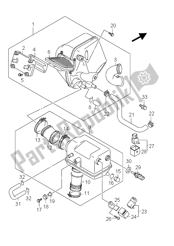 All parts for the Air Cleaner of the Suzuki AN 650A Burgman Executive 2012