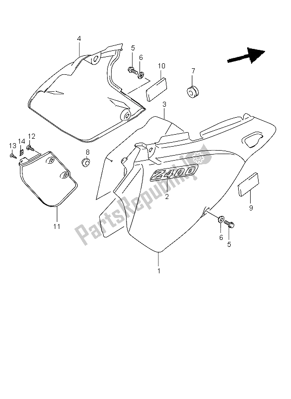 All parts for the Frame Cover of the Suzuki DR Z 400E 2000